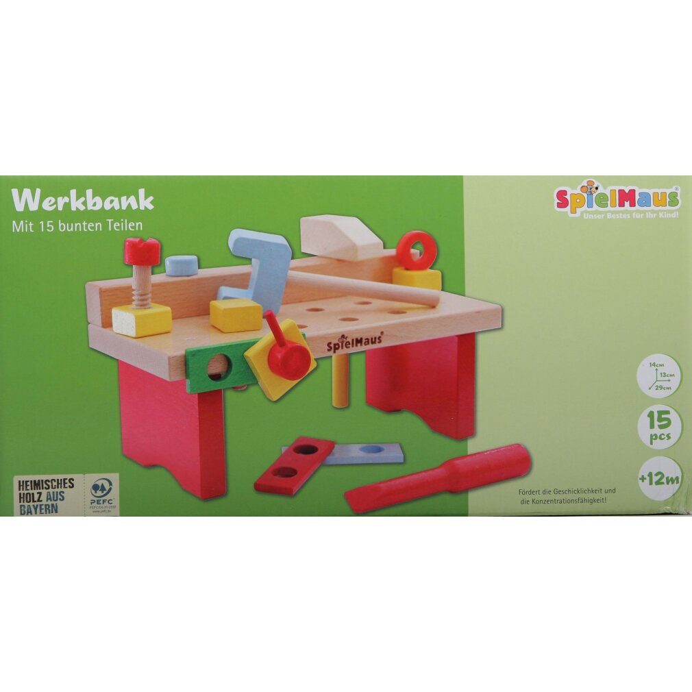 Vedes Spiel SpielMaus Holz Werkbank 15 teilig, 29 x 14 x 13 cm