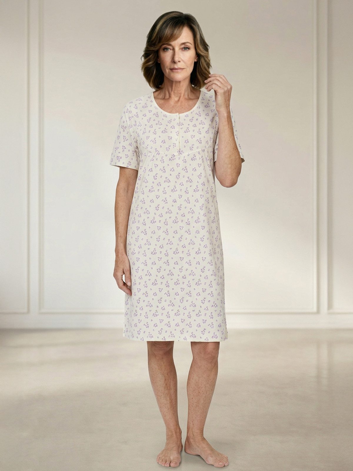 zeitlos Nachthemd Nachthemd Kurzarm - Ruth Blumen