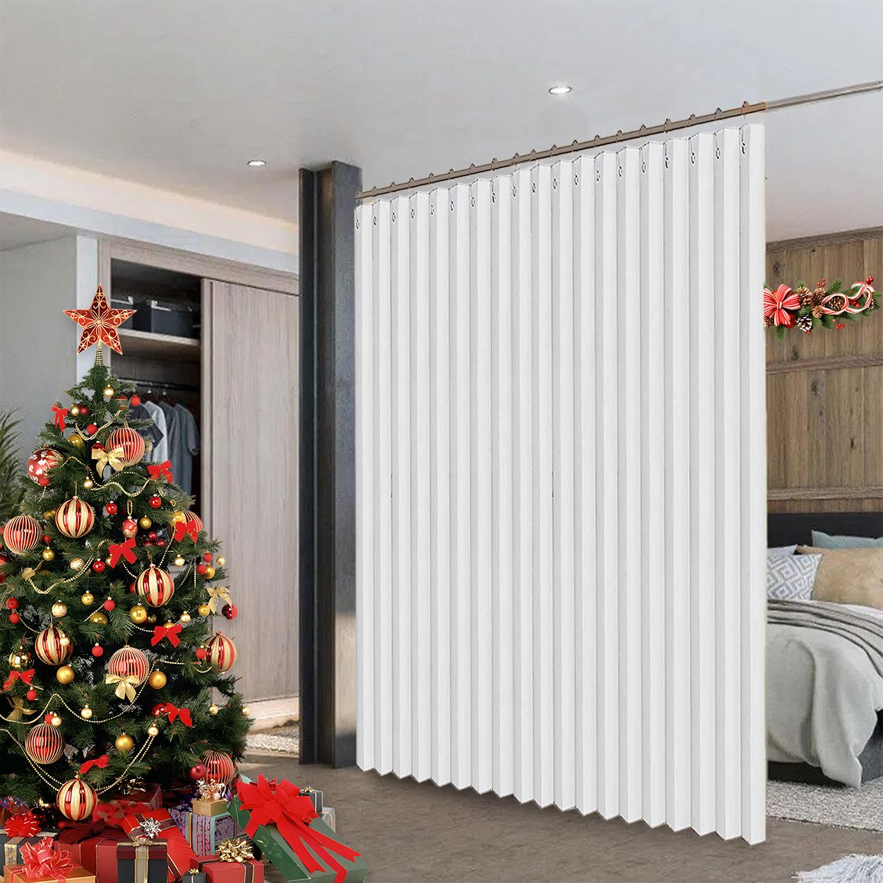 Jibenhome Vorhang Extra breite Raumteiler Vorhang für Terrassentür, Wasserdicht, Schiebevorhang für Wohnzimmer & Schlafzimmer Trennwand Sichtschutz
