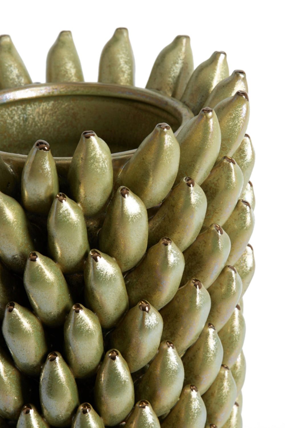 Dirk Davids Leuchten GmbH Dekovase Handgefertigte Struktur-Vase aus Keramik Salbeigrün Ø25x45cm