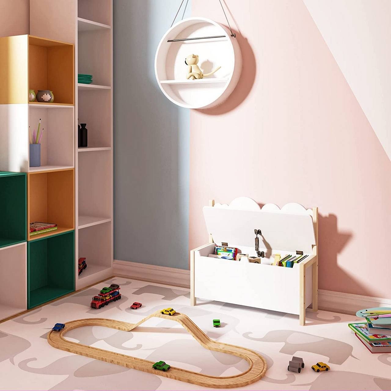 Woltu Truhenbank (1-St), Kindersitzbank mit Stauraum, 2 in 1 Spielzeugkiste günstig online kaufen