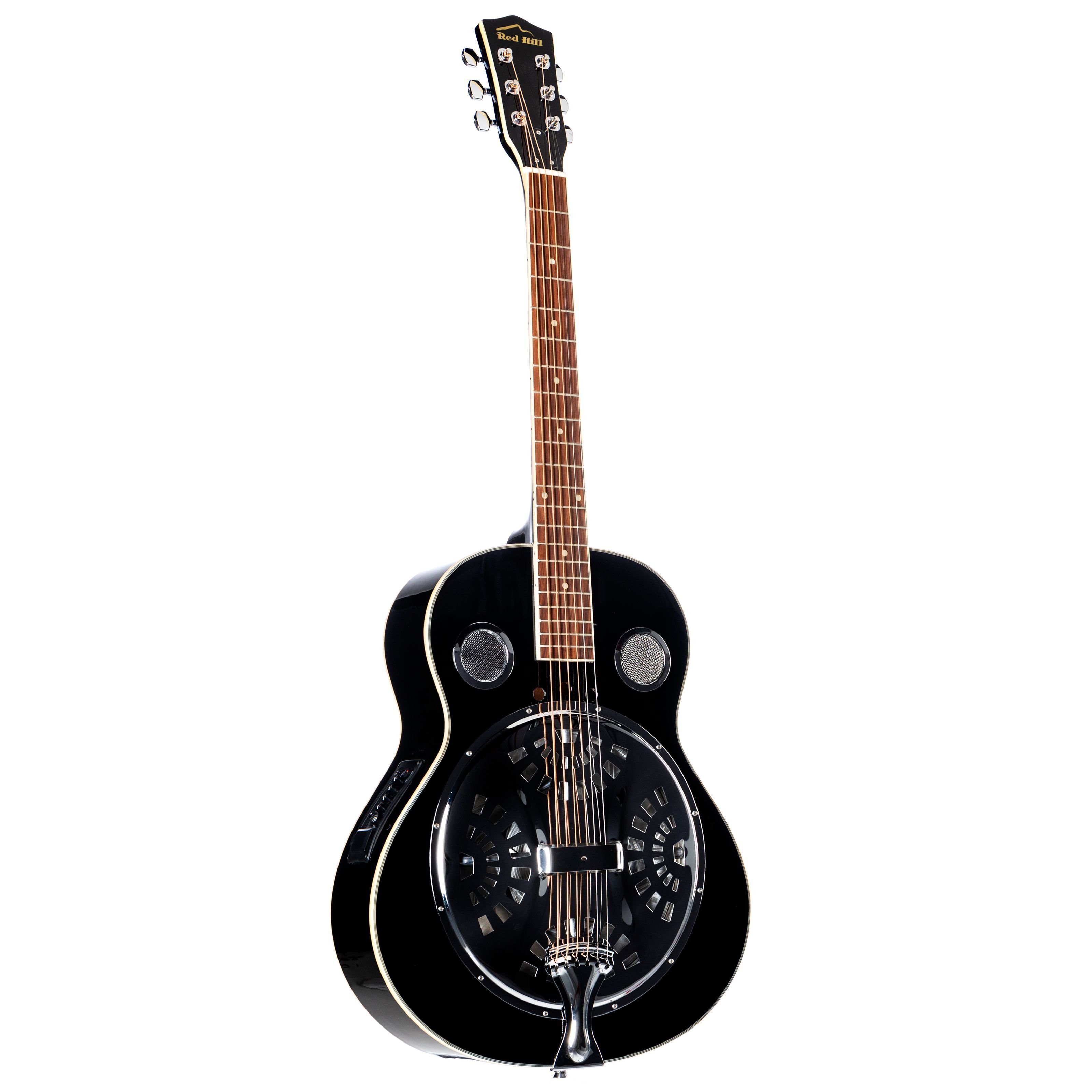 Red Hill Doboro, Resonator Gitarre von Schwarz Spider-Cone-Resonator Laminierte Fichtendecke Sapele Boden und Zargen Mahagonihals Walnuss Griffbrett Aktives Tonabnehmersystem, Diverse Saiteninstrumente, Dobros, Resonator Gitarre, Spider-Cone-Resonator, Gi
