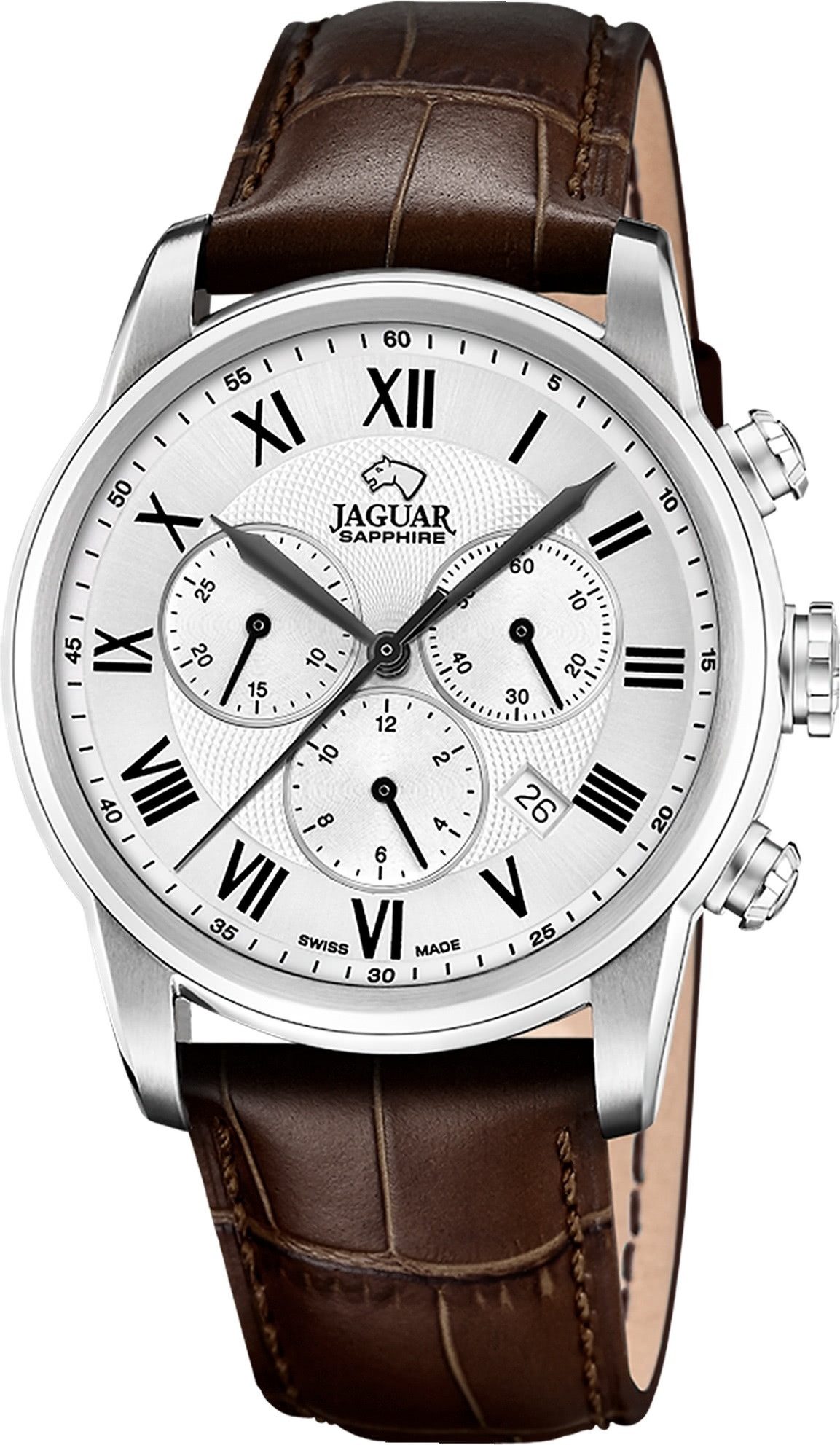 JAGUAR Chronograph Jaguar Herrenuhr Leder braun Jaguar Acamar, (Chronograph), Herren Armbanduhr rund, Lederarmband braun