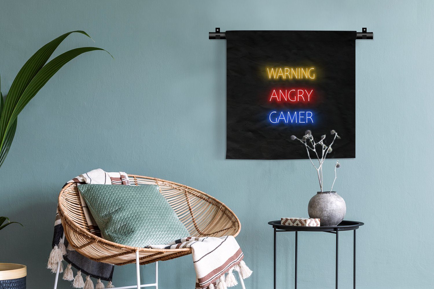 - Kinderzimmer Warnung Kleid, - Neon, Zitate Gaming Wanddeko Wandbehang, für Gamer MuchoWow wütender Wohnzimmer, - Wanddekoobjekt Schlafzimmer,