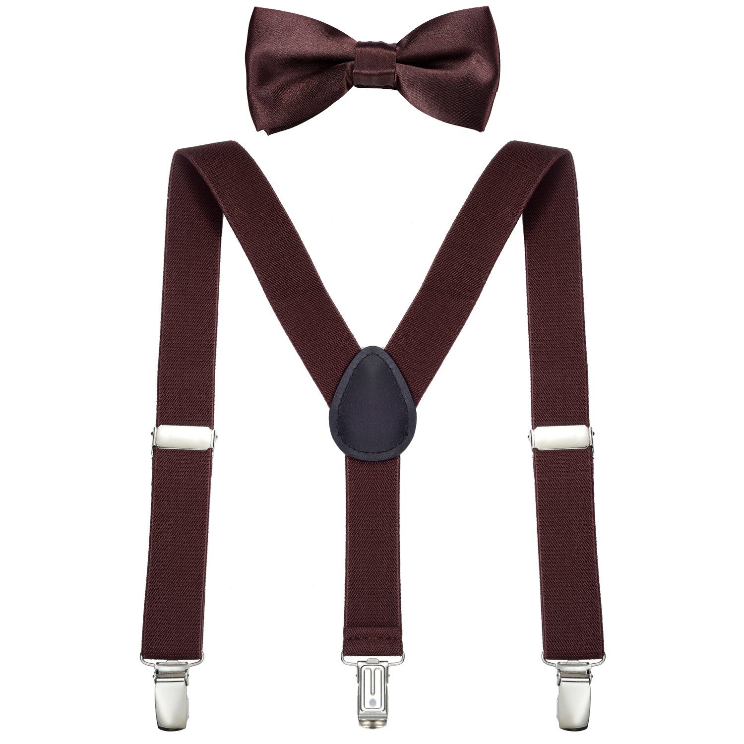 DonDon Hosenträger DonDon Jungen Hosenträger Fliegen Set für Kinder (2er Set, 2-St) 2er Set, schmaler Hosenträger Y-Form, farblich passende Fliege