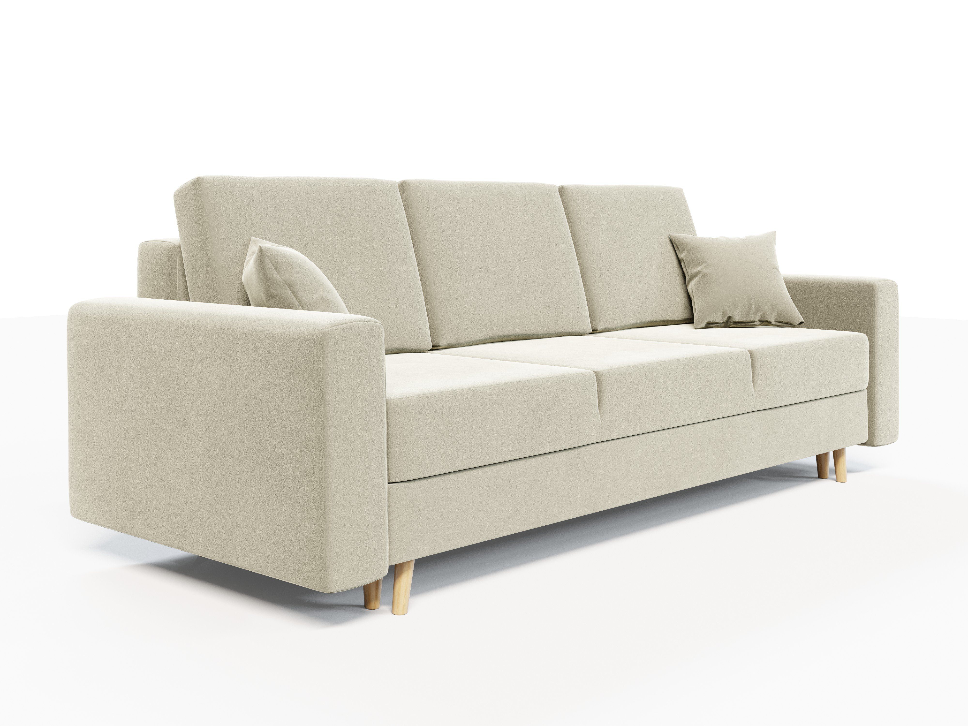 und Schlafsofa, mit KRONOS pressiode Sofa COUCH Weiß Schlaffunktion Bettkasten 236cm