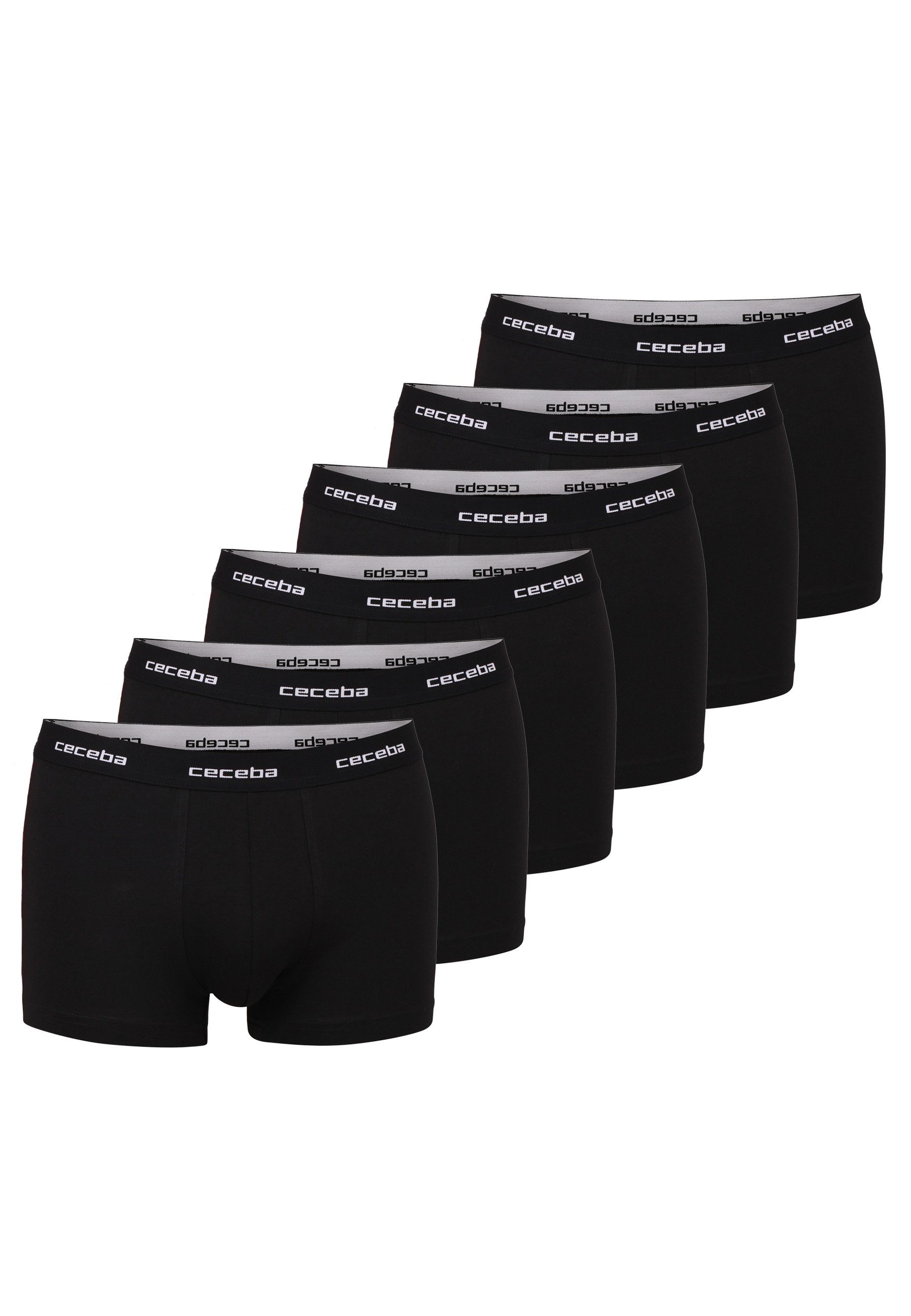 Boxershorts CECEBA Herren Pants schwarz uni 6er Pack