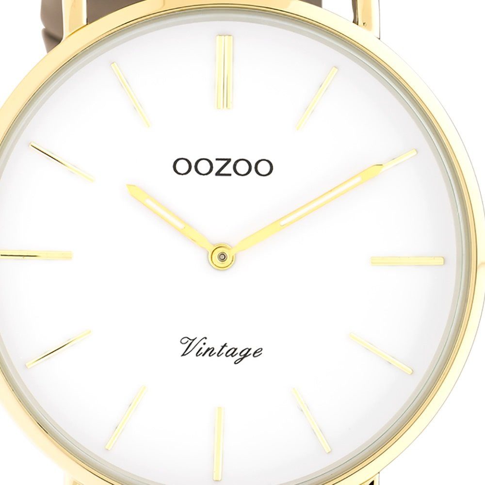 Damenuhr Armbanduhr Quarzuhr Damen Analog, (ca. mittel 36mm) braun rund, Lederarmband, OOZOO Oozoo Fashion-Style