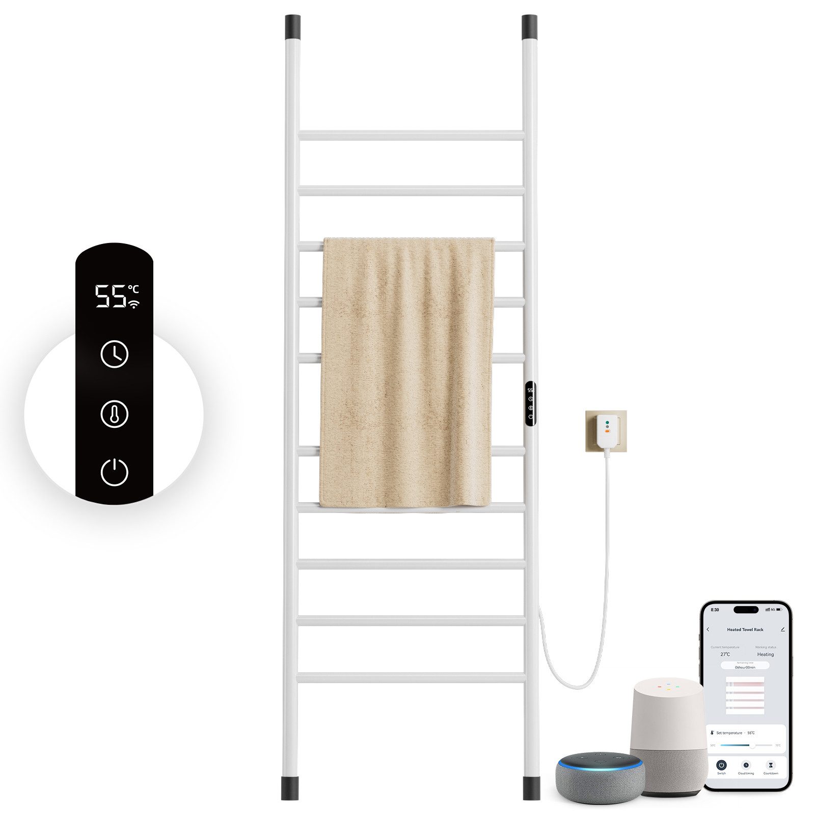 Oihpaw Elektrischer Badheizkörper Smart WiFi Handtuchheizkörper mit Touch-S günstig online kaufen