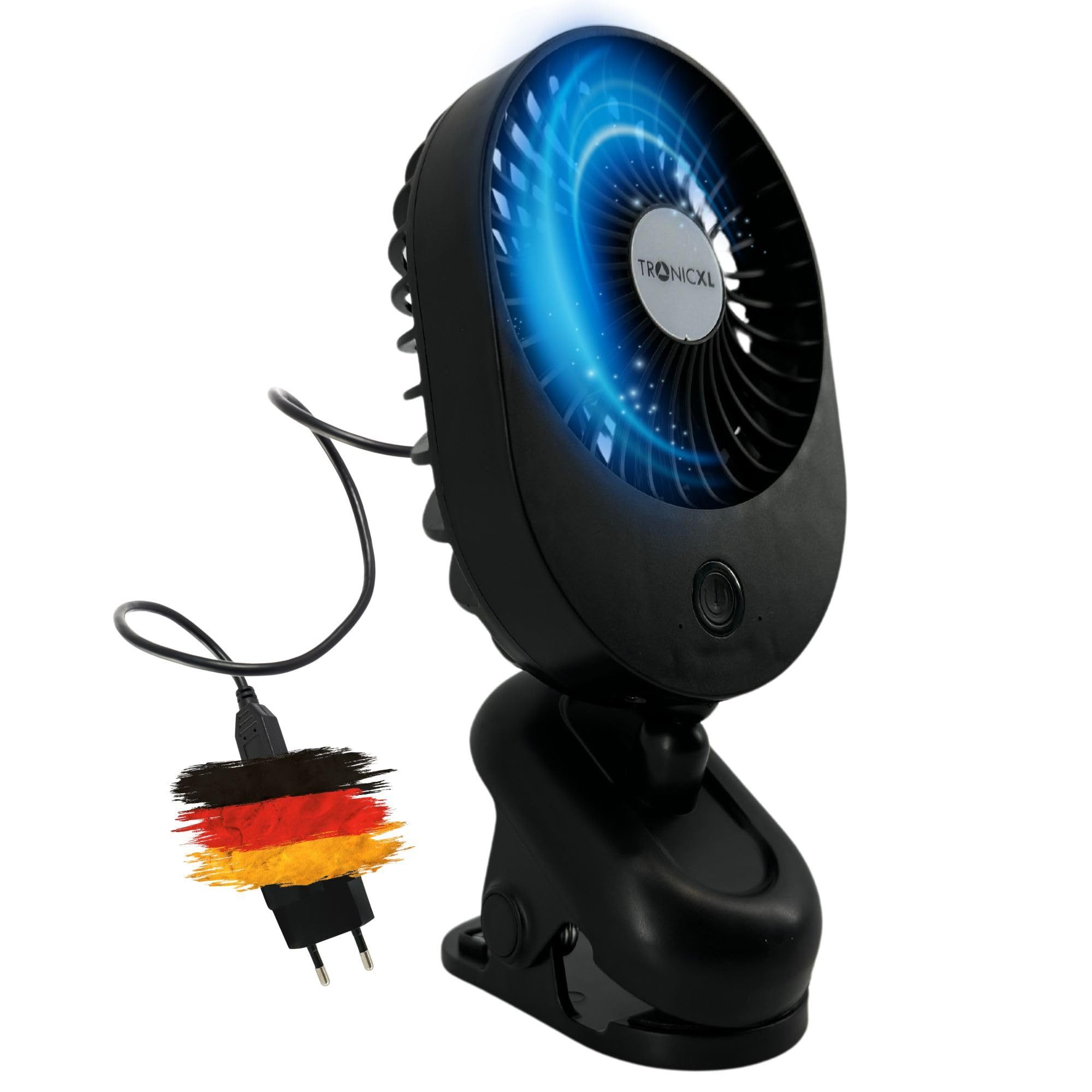TronicXL Tischventilator Ventilator mit Clip Klipp Klemme für Steckdose 230V Clipventilator, Klemmventilator klein Tisch Lüfter Büro