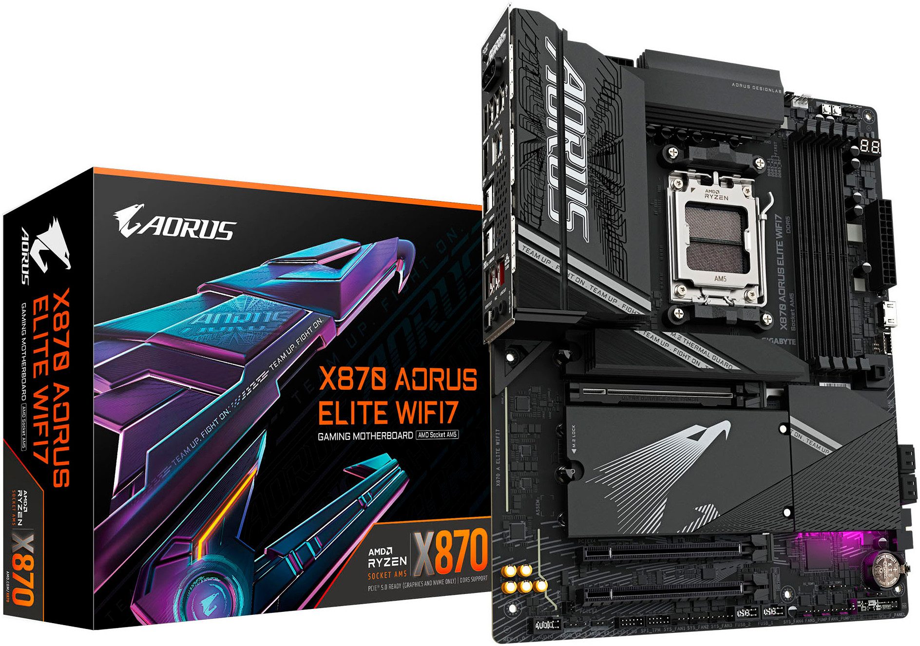 Gigabyte X870 AORUS ELITE WIFI7 Mainboard - Unterstützt AMD Ryzen 9000 CPUs, 16 Mainboard