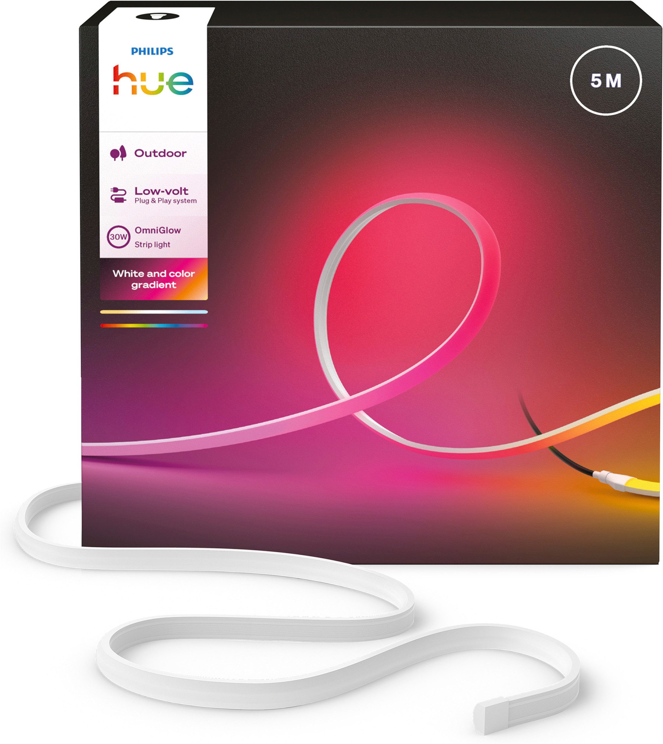 Philips Hue LED-Streifen OmniGlow Outdoor Lightstrip, 10 m, Zuschneidbar, präzise Farben, echtes Weißlicht