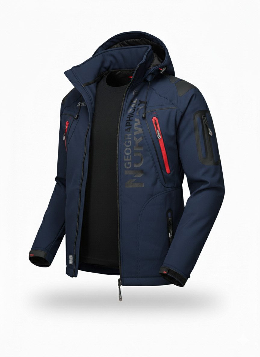 Geographical Norway Softshelljacke Herren Herbst Winter Jacke Softshell Jacke Outdoor Übergangsjacke (1-St) Mit Kaputze 3XL Bis 7XL
