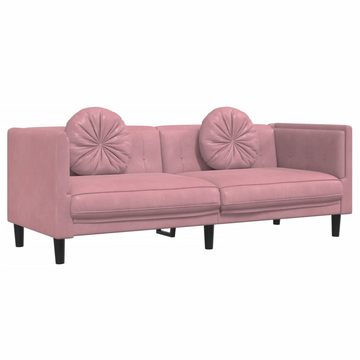 vidaXL Sofa 3-tlg. Sofagarnitur mit Kissen Rosa Samt