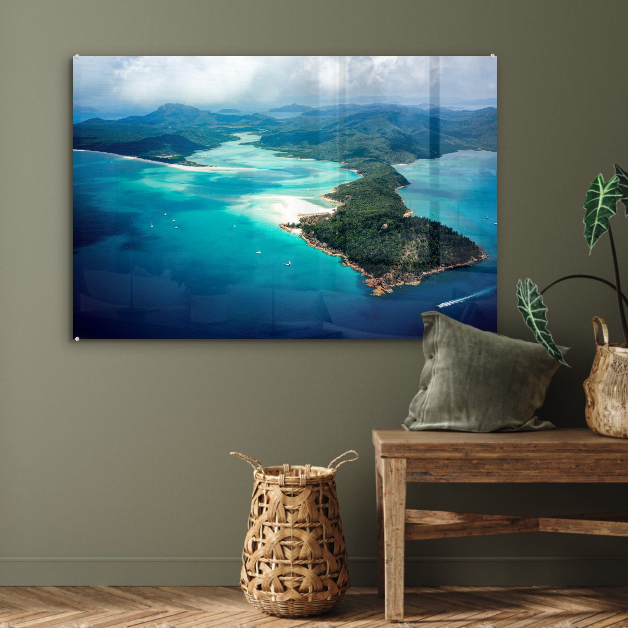 MuchoWow Acrylglasbild Die Whitsunday-Inseln Schlafzimmer Australiens, in klaren (1 St), Wohnzimmer Gewässern Acrylglasbilder & den