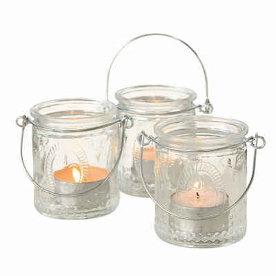 Spetebo Teelichthalter Glas Teelichthalter - 3er Set / 7 cm (3er Set), Windlichter zum Aufhängen