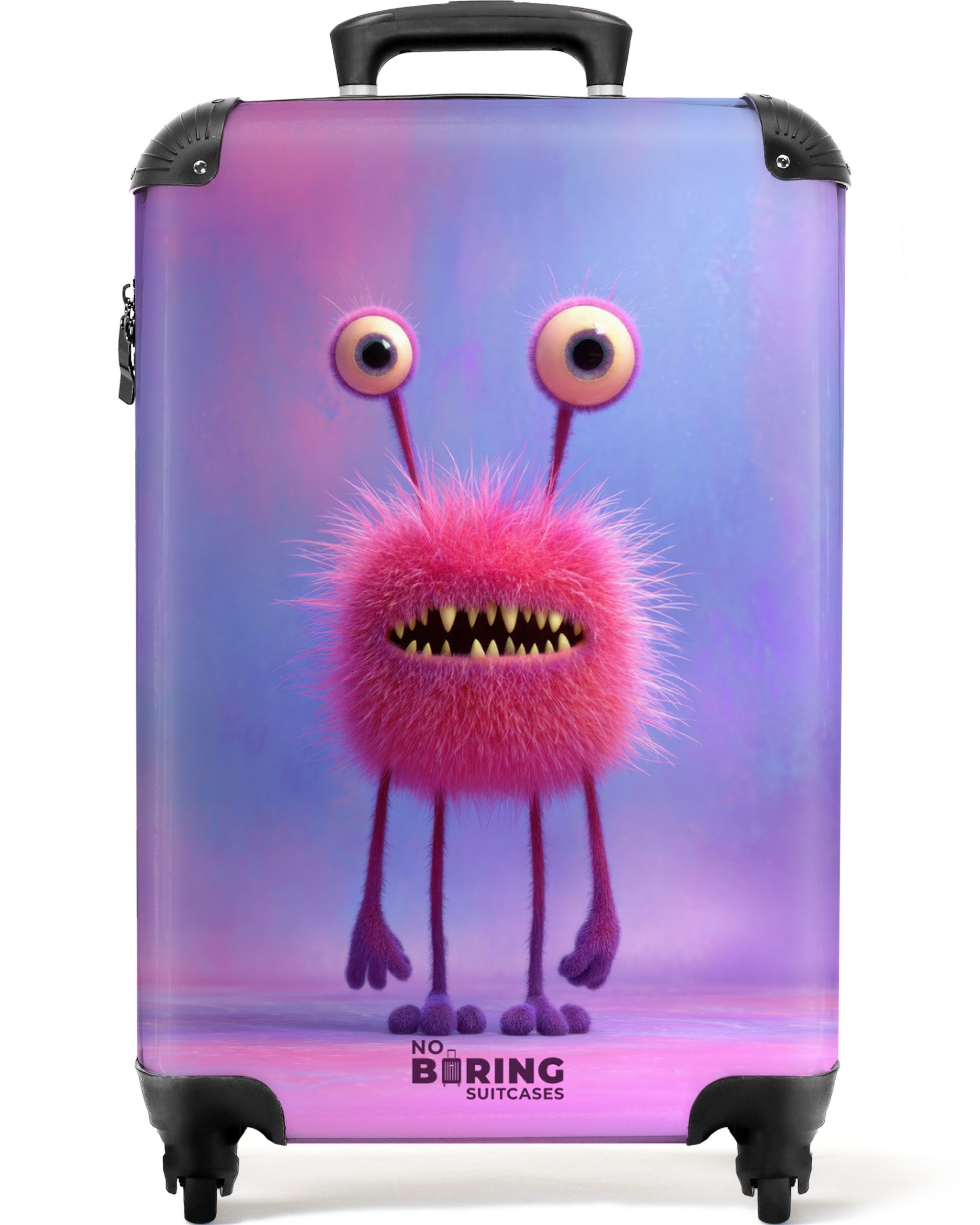 NoBoringSuitcases.com© Kinderkoffer Rosa Monster auf einem pastellfarbenen Hintergrund 55x35x20cm, Kinder Koffer Klein, Trolley Handgepäck, Reisekoffer