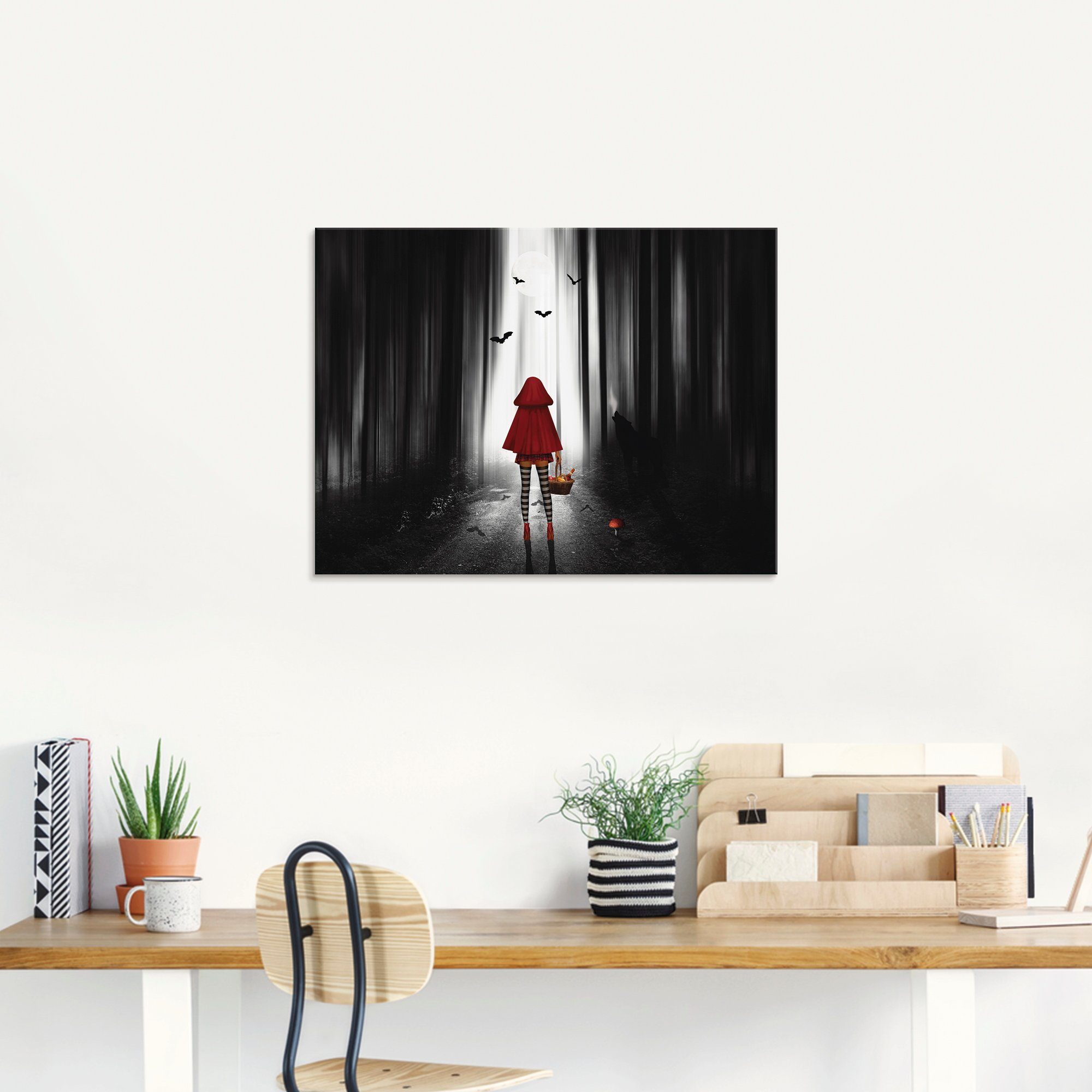 Artland Glasbild Das Rotkäppchen auf High Heels, Dark Fantasy (1 St), in verschiedenen Größen