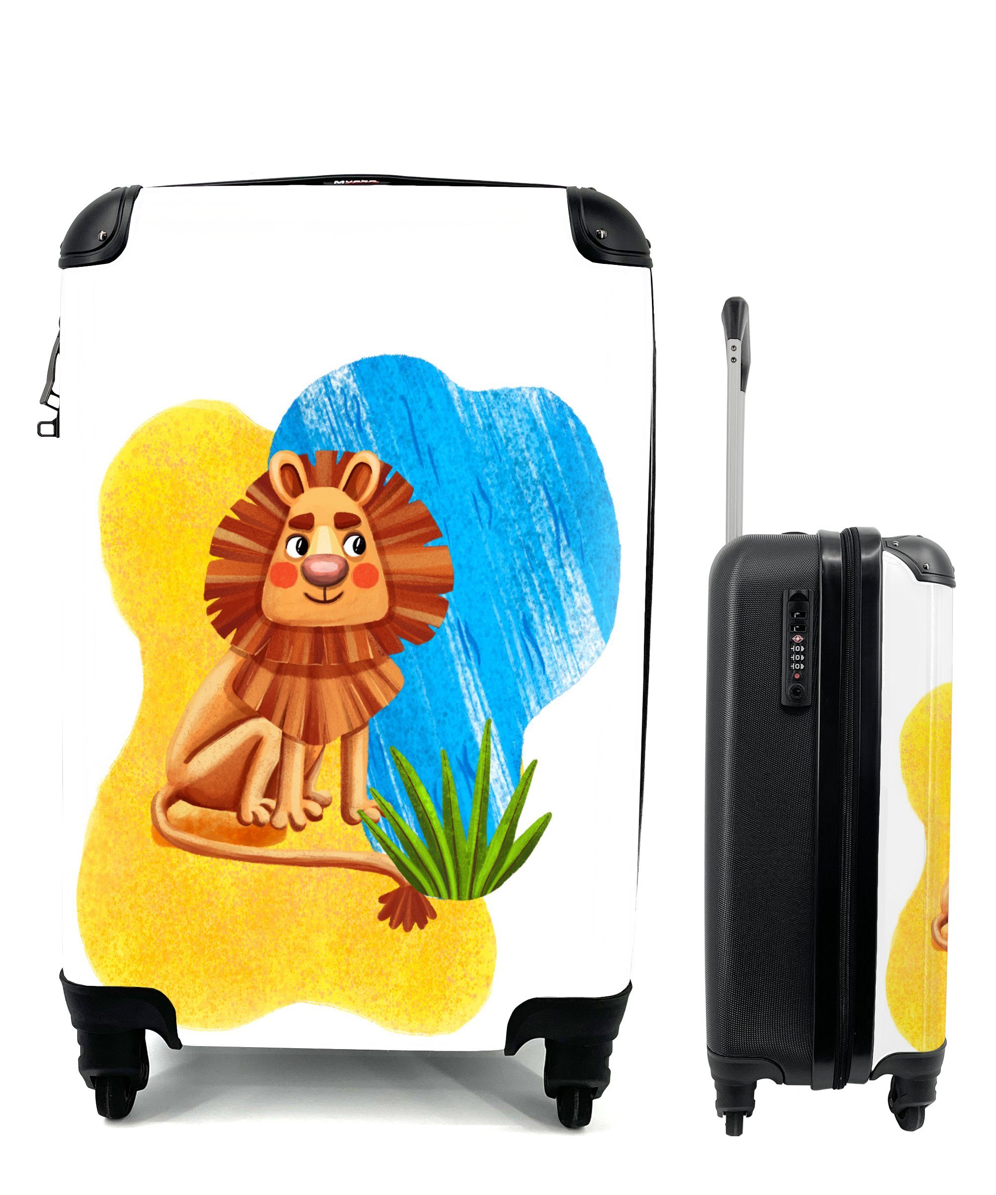 Rollen, Reisetasche - Löwe mit Reisekoffer MuchoWow Dschungel, Trolley, Wasser Handgepäckkoffer für 4 - Ferien, rollen, Handgepäck