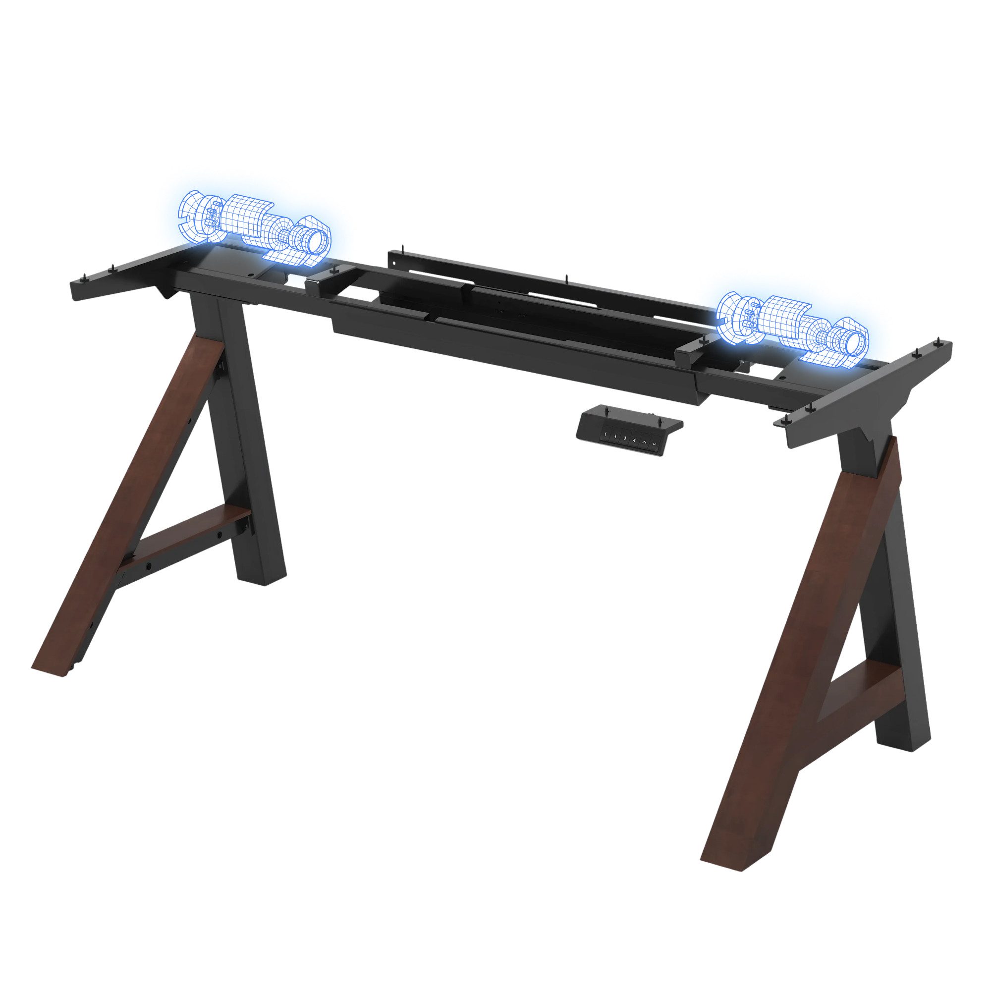 FLEXISPOT Schreibtisch Premium Höhenverstellbarer Schreibtisch mit A-Fuß (69–109 cm, 100 kg Belastbarkeit, Kabelmanagement & Kollisionsschutz), mit Massivholz-Optik, FlexiSpot WoodiX