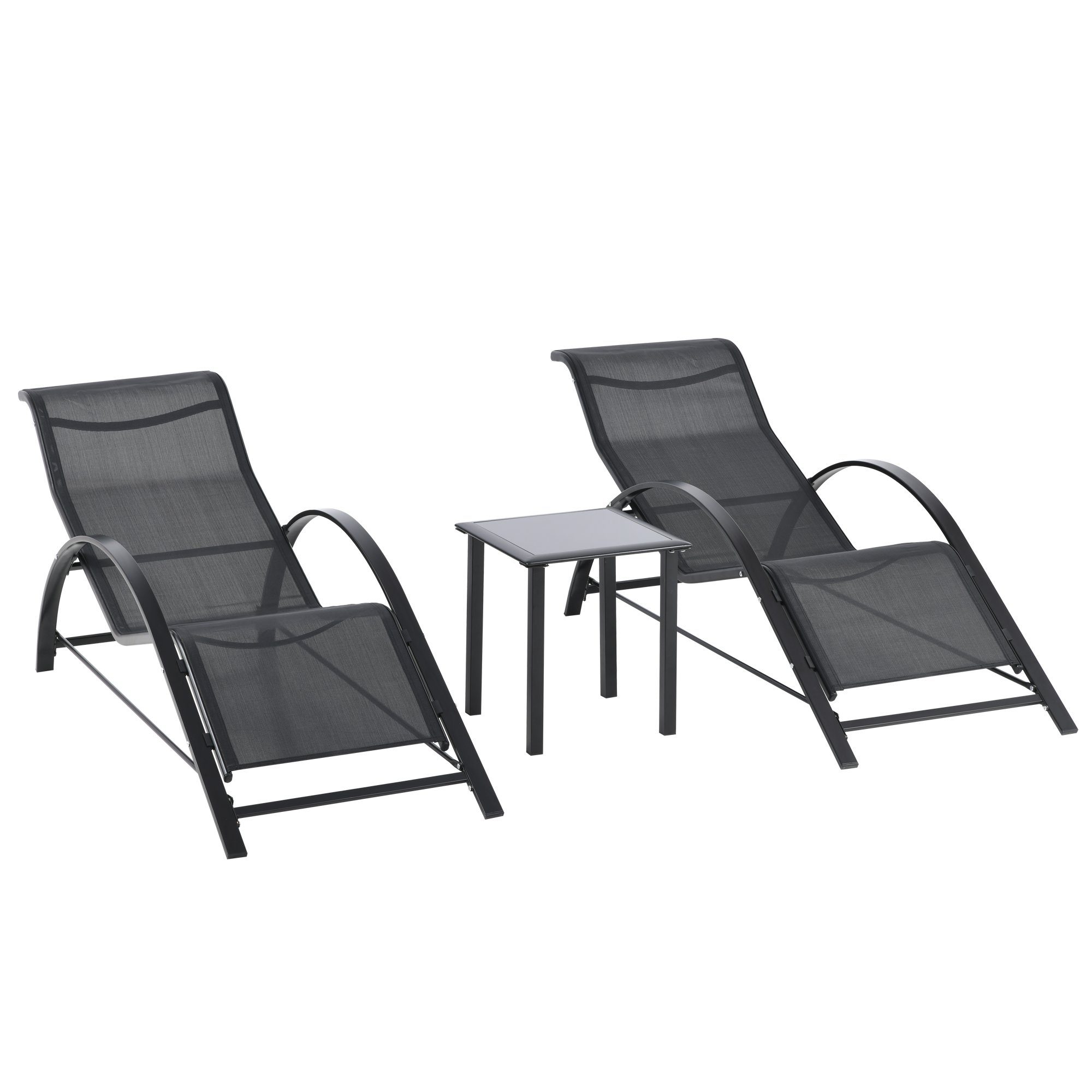 Outsunny Gartenliege Sonnenliege-Set mit Tisch, 2 günstig online kaufen