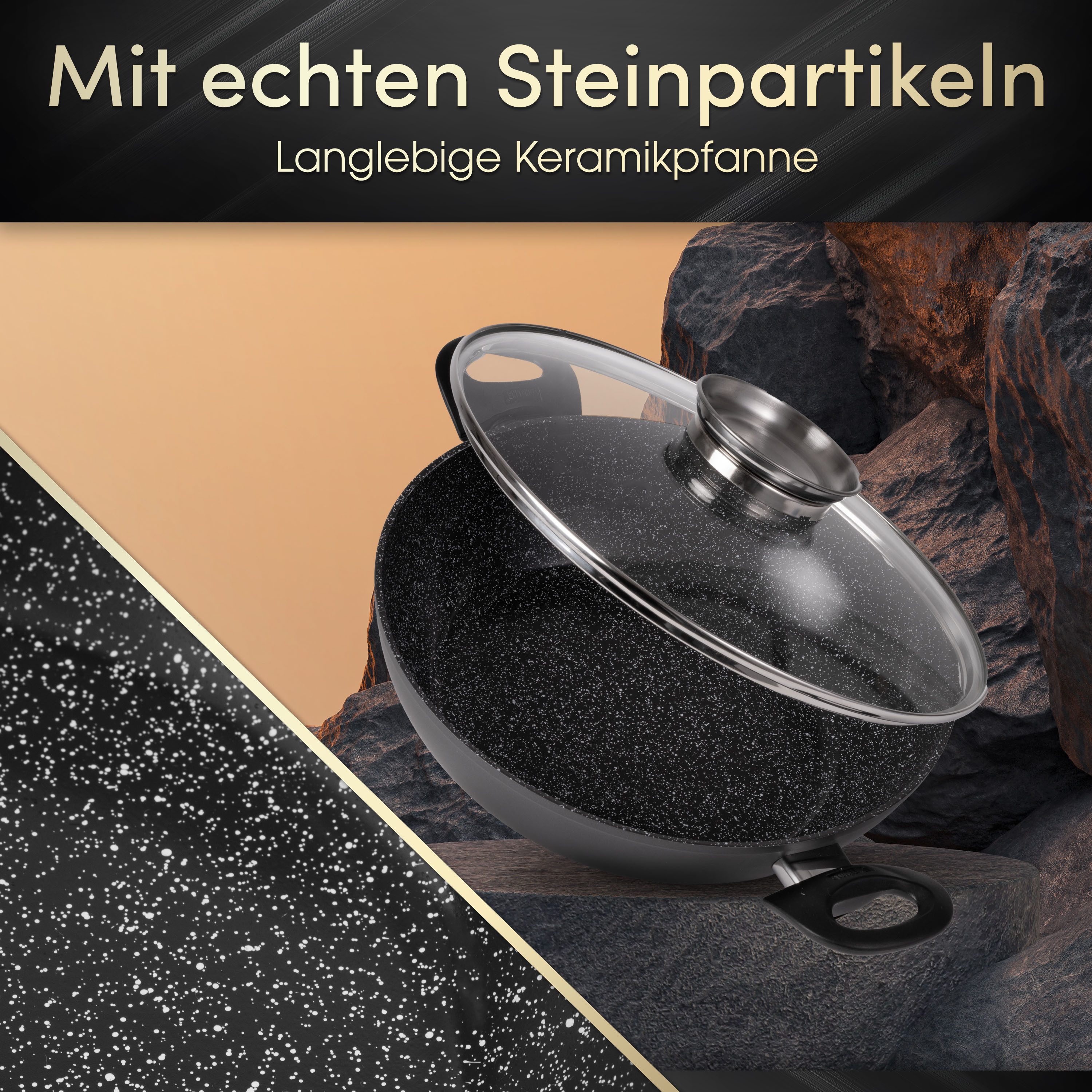 STONELINE Servierpfanne, Aluminium (1-tlg), mit echten Steinpartikeln, induktionsgeeignet, Designed in Germany