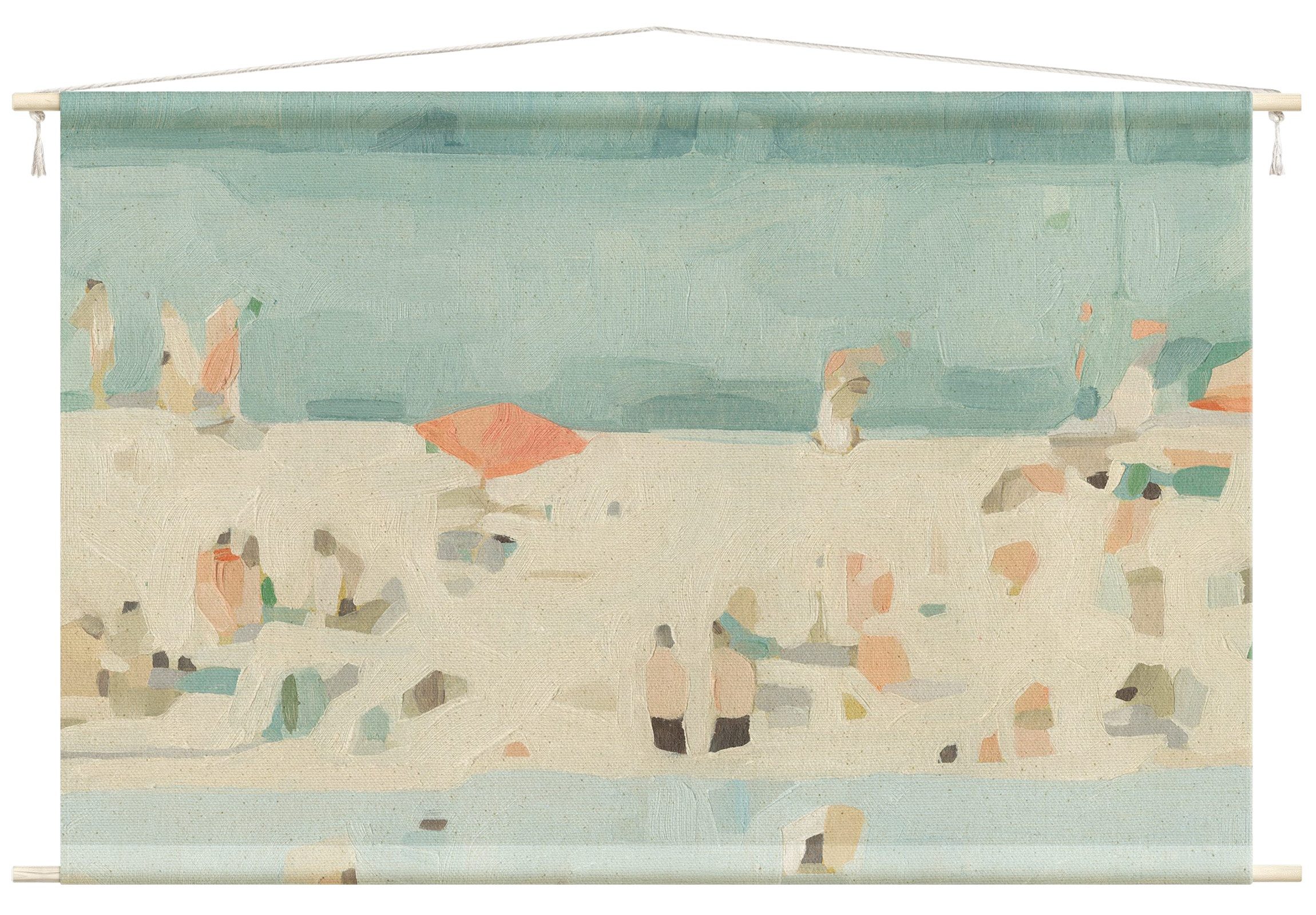 Bilderdepot24 Wandteppich modern Strand Kunst pastell, rechteckig, Höhe: 2.6 mm, großes Wandbild aus Natur-Baumwolle Wandbehang Stoffbild Tuch Wollseil