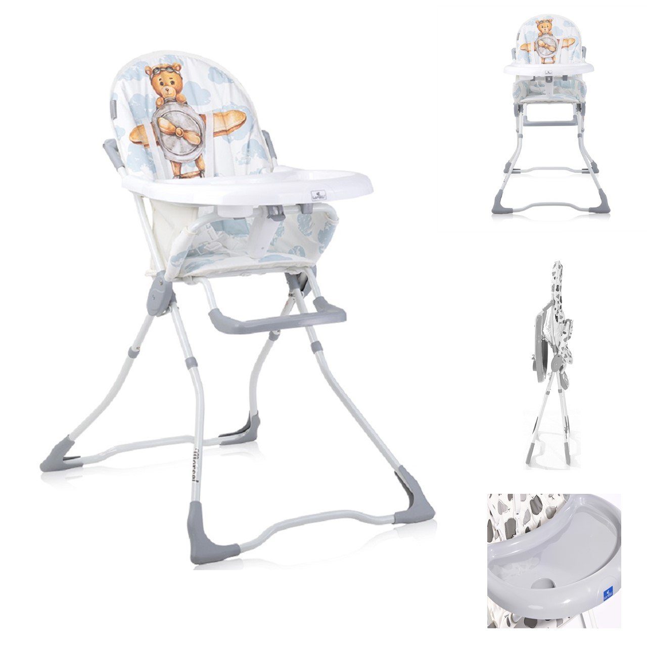 Lorelli Kombihochstuhl Kinderhochstuhl Marcel, klappbar, Bechervertiefung, abwaschbarer Stoff