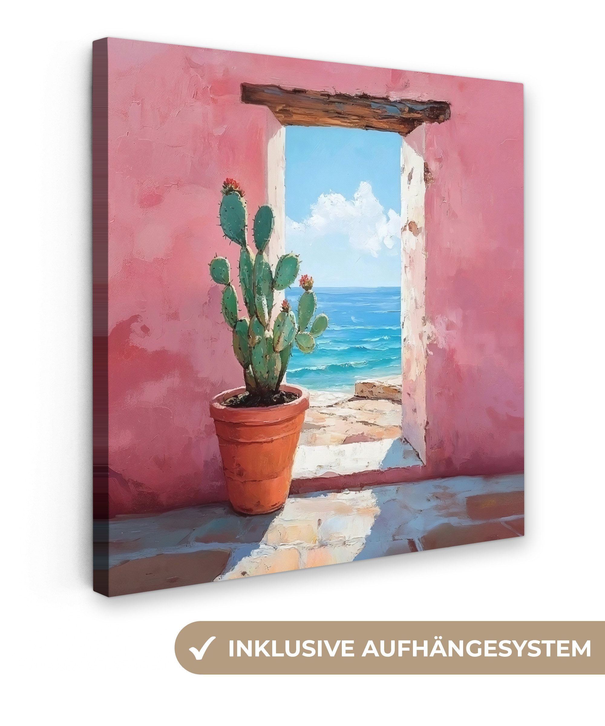 OneMillionCanvasses® Leinwandbild Meer - Rosa - Kaktus, Fotodruck (1 St), W günstig online kaufen