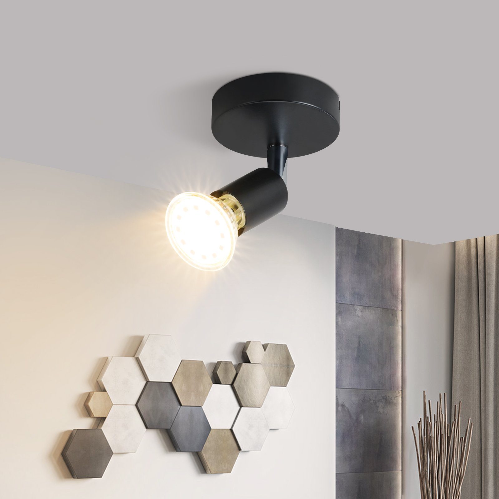 Schwarz Wandbeleuchtung Modern MAX.40W, ZMH Schlafzimmer, Deckenstrahler Leuchtmittel, Spot Stoffschrim Wand für Deckenlampe Deckenleuchte ohne Lampen