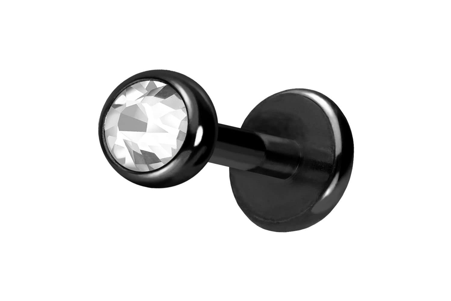 PIERCINGLINE Piercing-Set Titan Labret mit Push Fit KRISTALL (Labrets, 1-tlg)