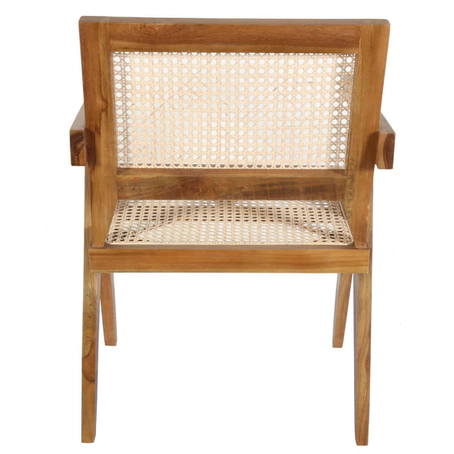 Casa Moro Rattan stabil Jedes Unikat Natur Sessel Stück ein Küche Lounge Esszimmer), Armlehnen für (Armlehnstuhl Terrasse NICO breit Garten Rattanstuhl mit Teak Retrostuhl & Kunsthandwerk