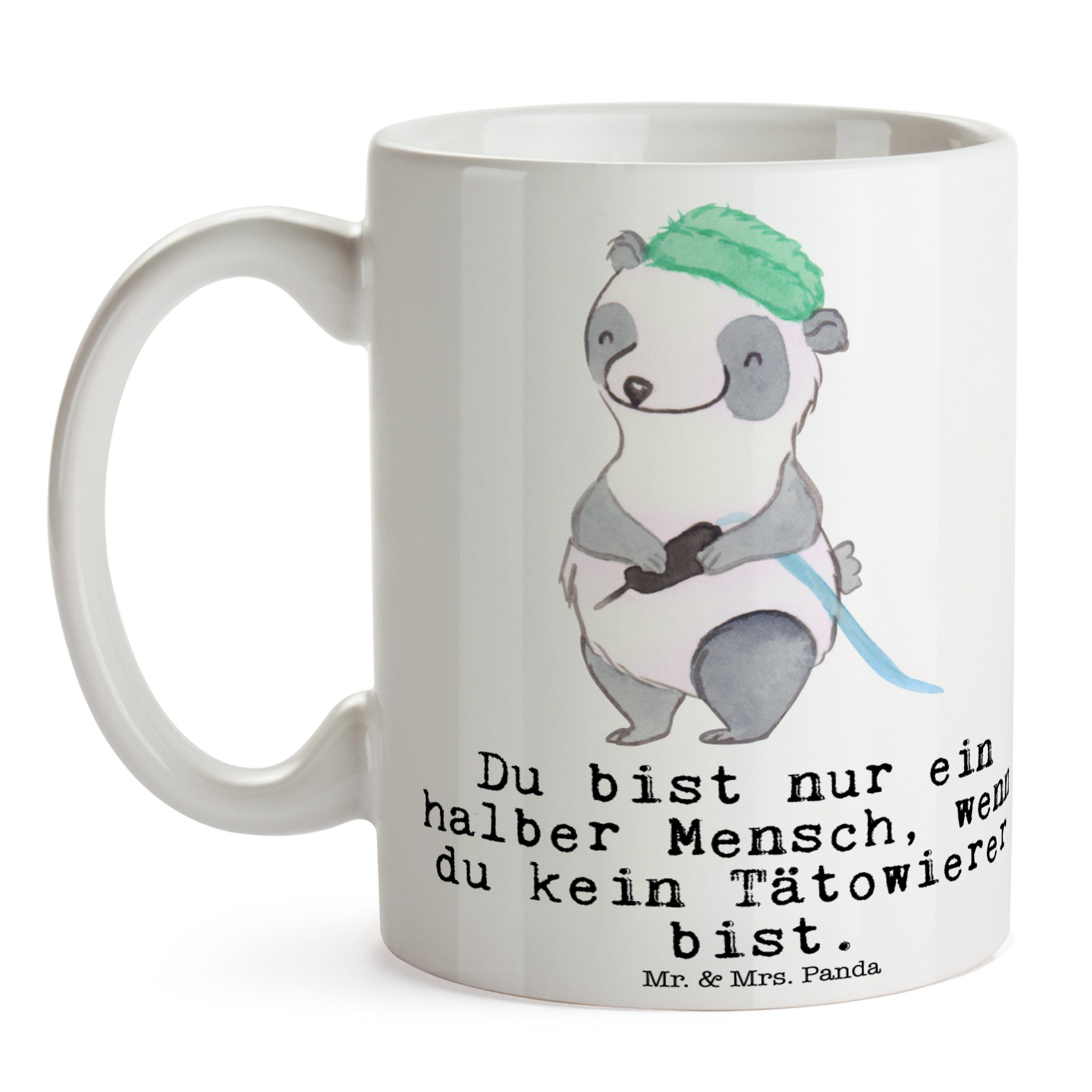 - Mitarbeiter, Tasse - Tätowierer Herz Keramik Tasse, Kollege, & P, Mrs. Panda Weiß Mr. Geschenk, mit