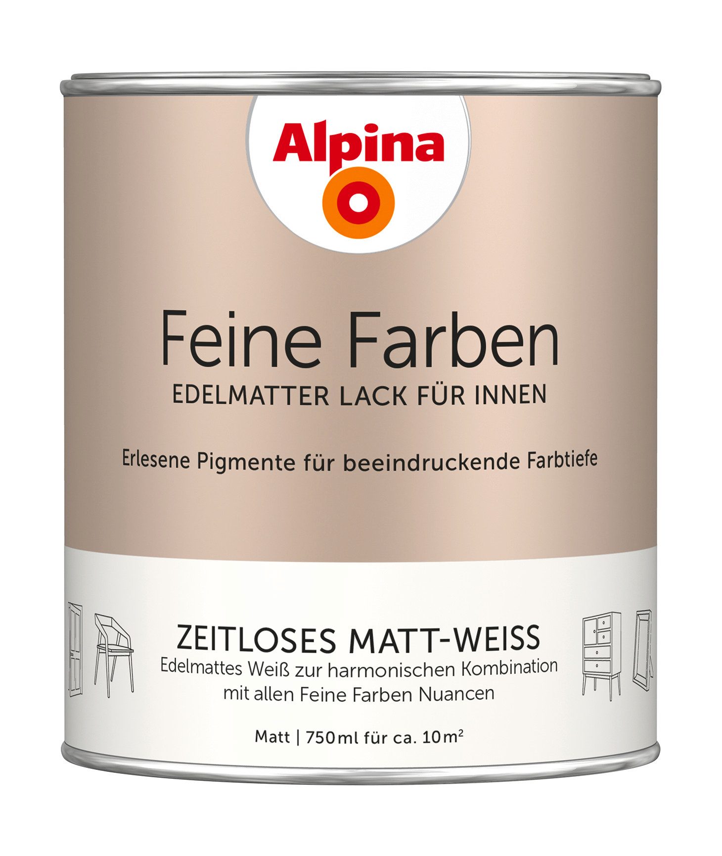 Alpina Lack Alpina Feine Farben Lack 750ml - Matt Schwarz & Weiß