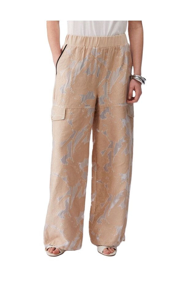 Liu Jo Stoffhose PANTTS TPOTF LUNGO - Damen Stoffhose - Palazzo Hose - Cargo Hose - Wei