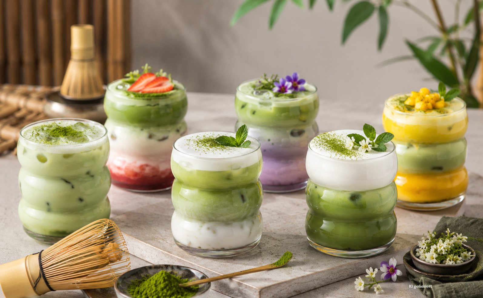 MamboCat Latte-Macchiato-Glas 6er Set Matcha Gläser 360ml Wellendesign Trinkglas Latte Cocktails, Glas – Bild 4 von 5