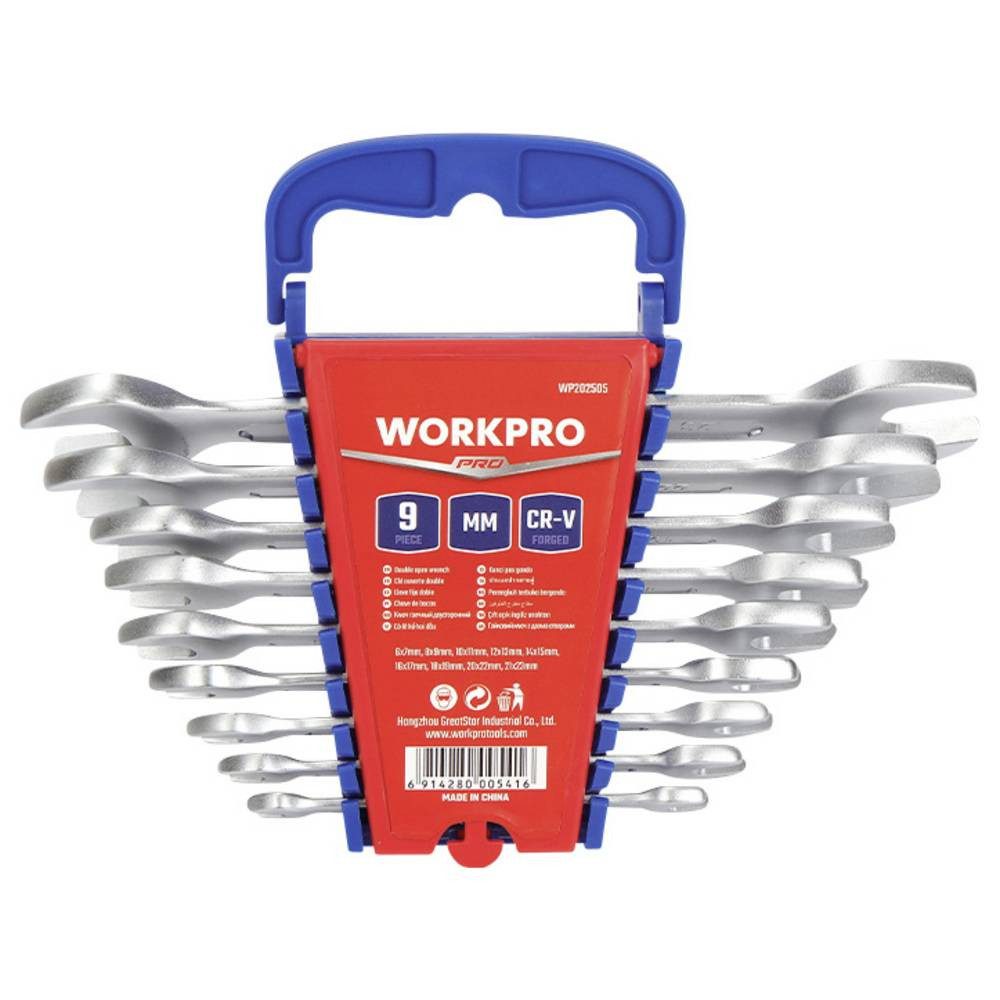 WorkPro Maulschlüssel Doppel-Maulschlüssel-Satz 9teilig Schlüsselweite (Metrisch) 6 - 23 mm