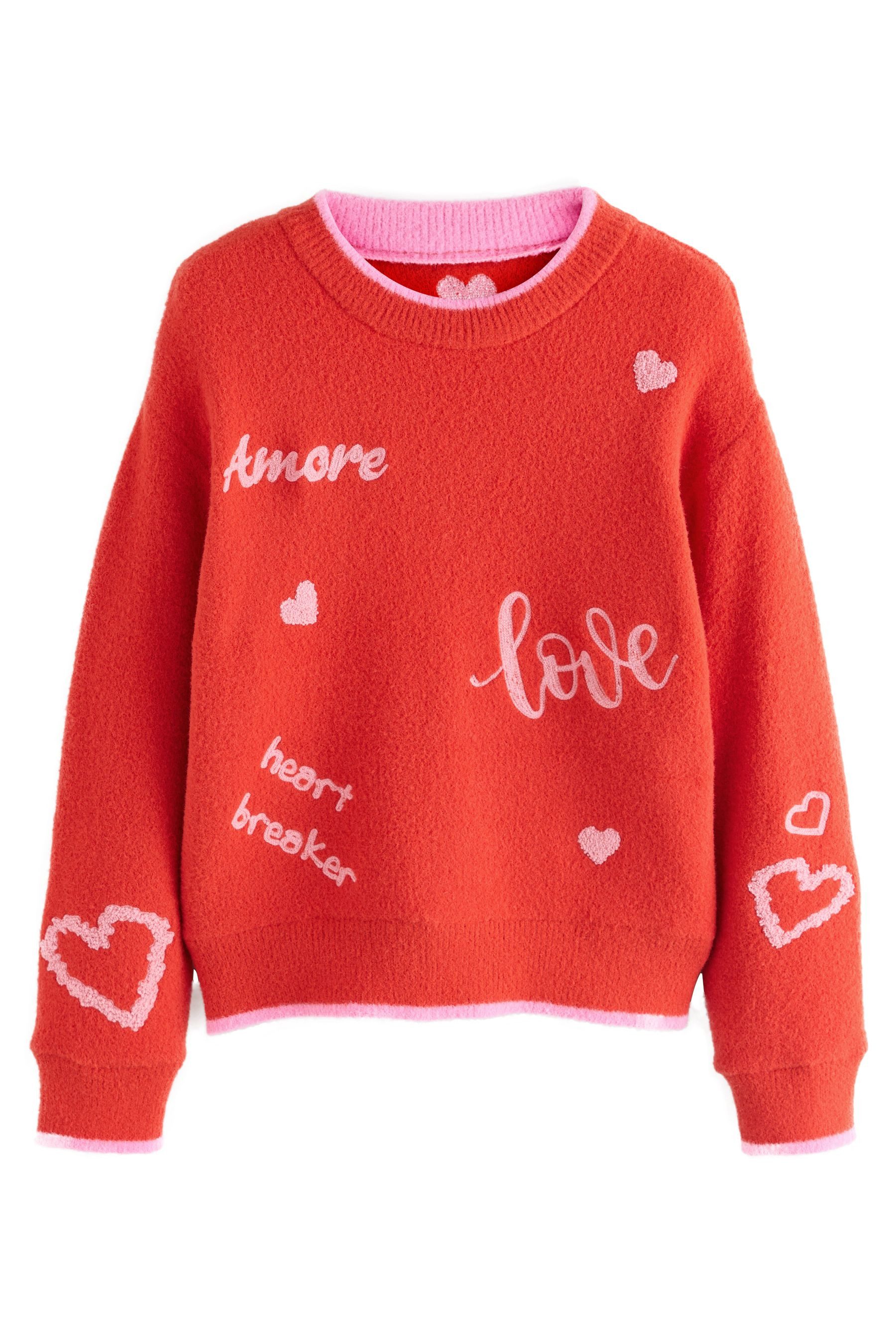 Next Sweater Kuscheliger Valentins-Pullover mit Stickerei (1-tlg) günstig online kaufen