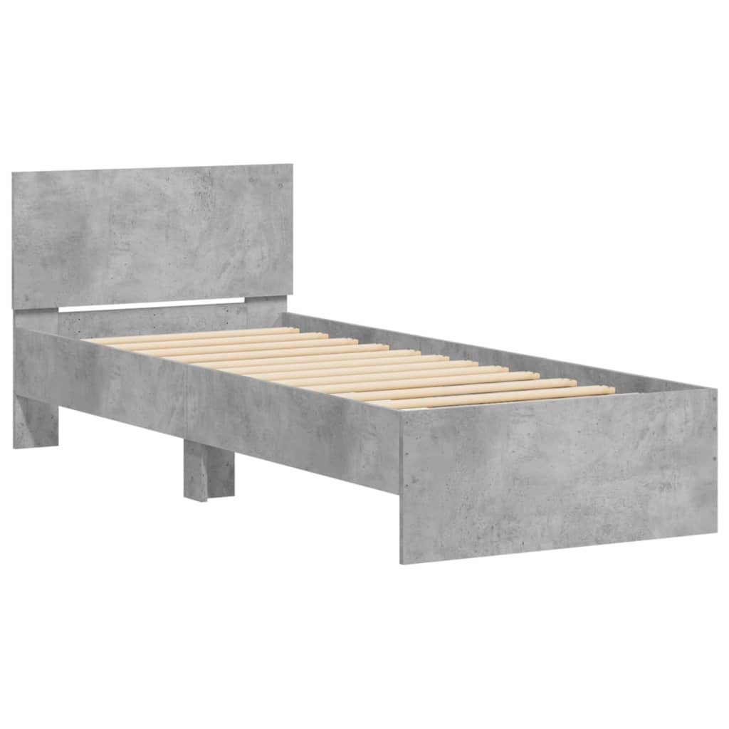 furnicato Bettgestell mit Kopfteil Betongrau 90x200 günstig online kaufen