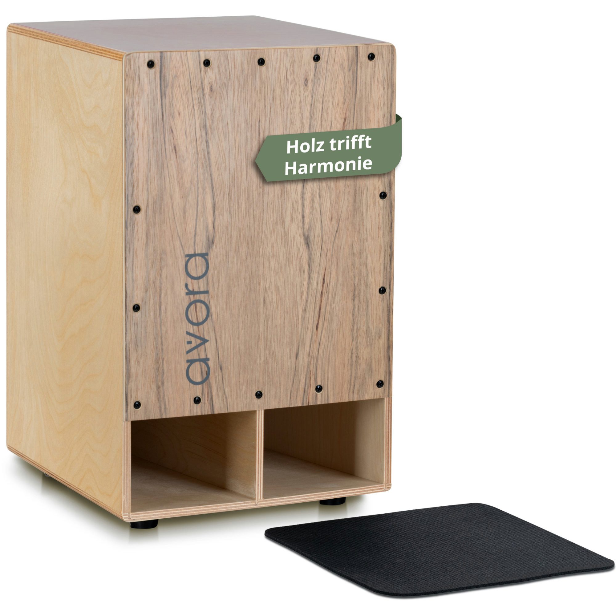 avora Cajon Percussion Trommelkiste mit Snare-Effekt, Inklusive Sechskantschlüssel, ausdrucksstarkes Design - auch als Wohnaccessoire