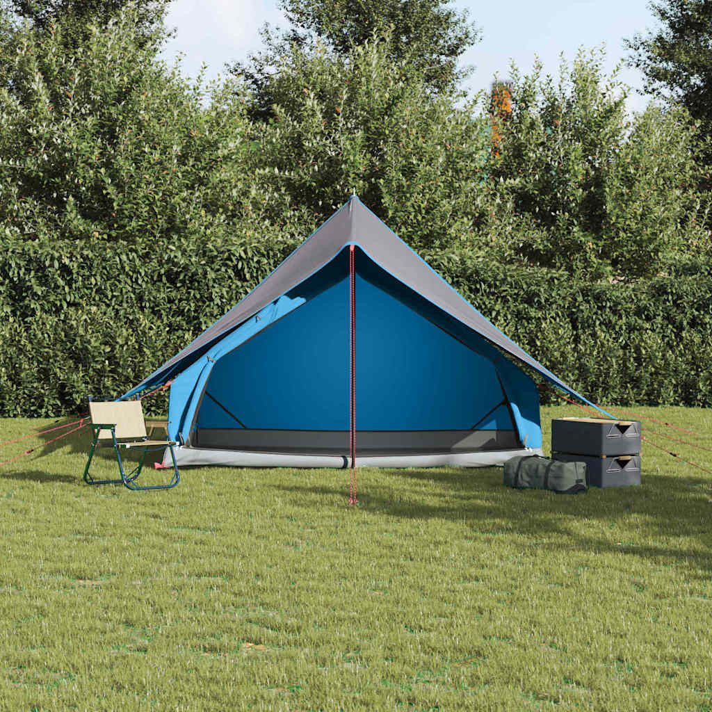 vidaXL Tunnelzelt Familienzelt mit Dach Blau und Grau 256 x 256 x 185 cm, (1 tlg)