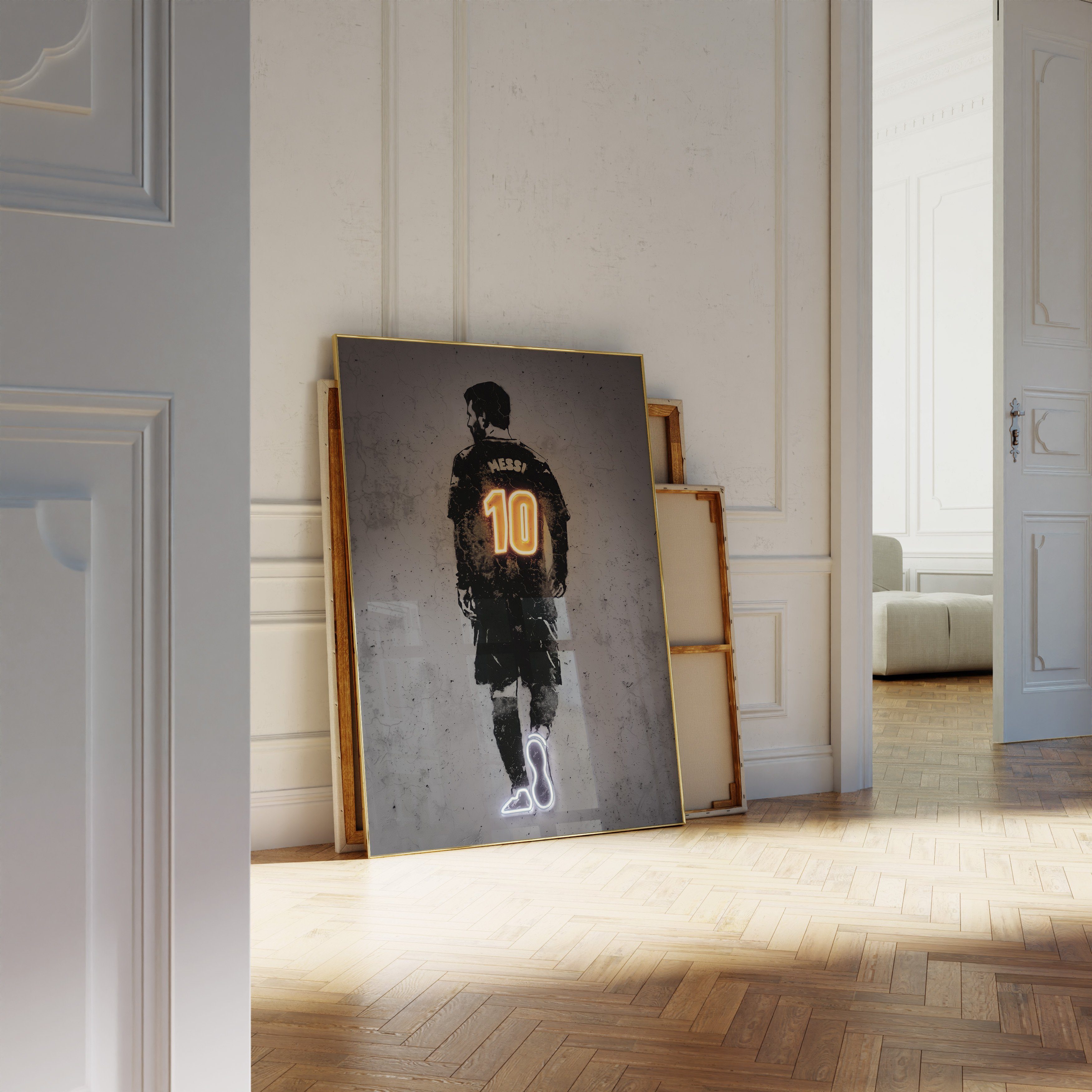 JUSTGOODMOOD Poster Premium ® Lionel Messi Poster · Neon Effekt Trikot Nr 10 · ohne Rahmen – Bild 3 von 5