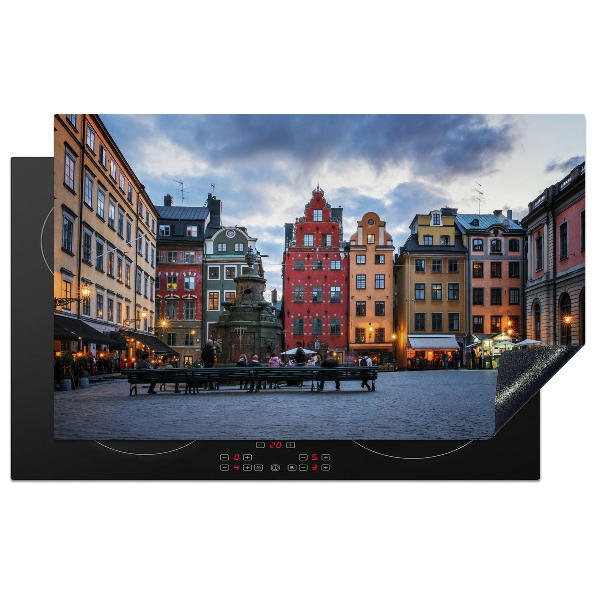 MuchoWow Herdblende-/Abdeckplatte Stortorget-Platz in Gamla Stan in Schweden, Vinyl, (1 tlg), 83x51 cm, Ceranfeldabdeckung, Arbeitsplatte für küche