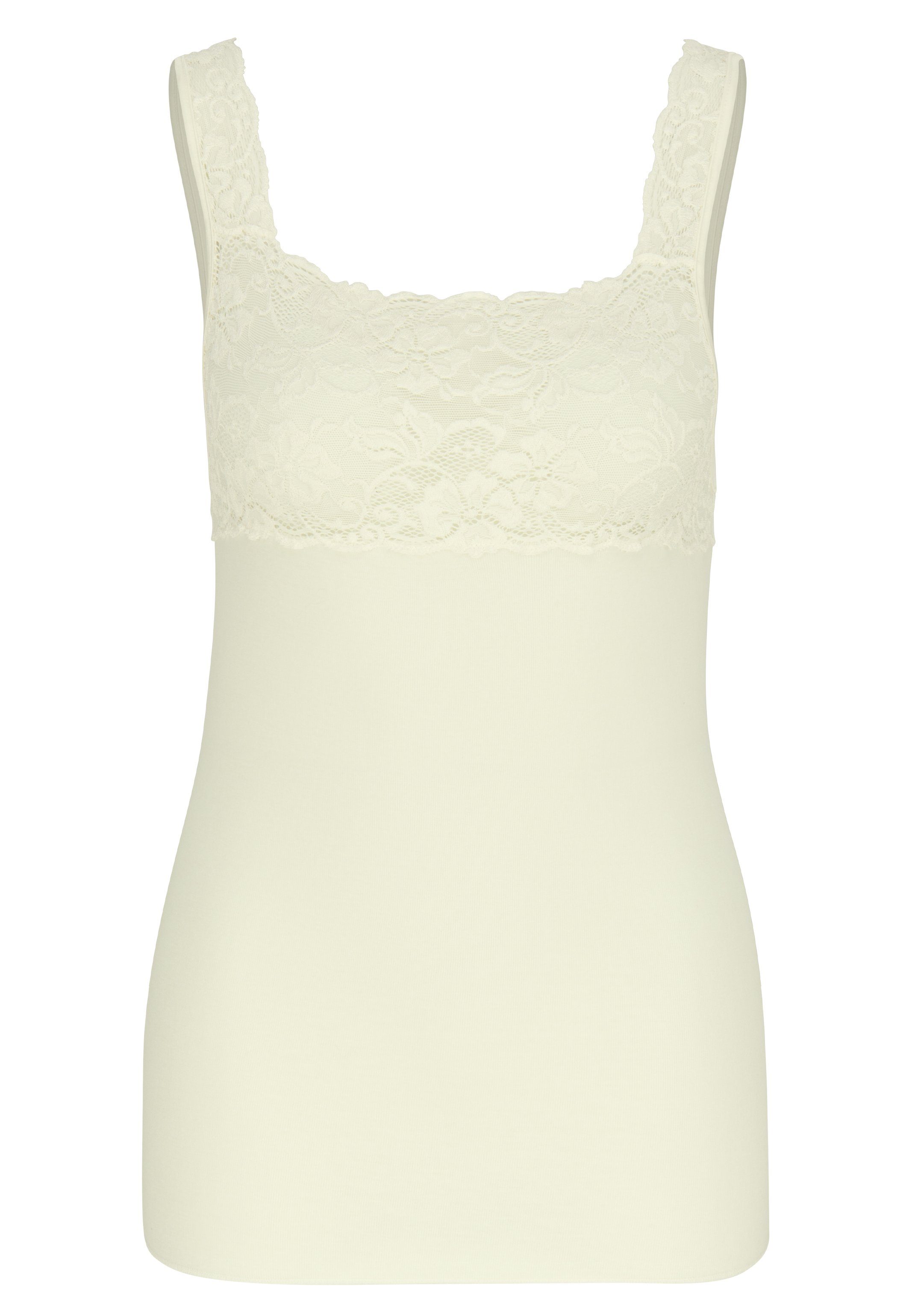 Von (1-St) Atmungsaktiv Champagner - Top Unterhemd Cotton - Mit Baumwolle / Unterhemd Fine - Nina C. Spitzen-Details
