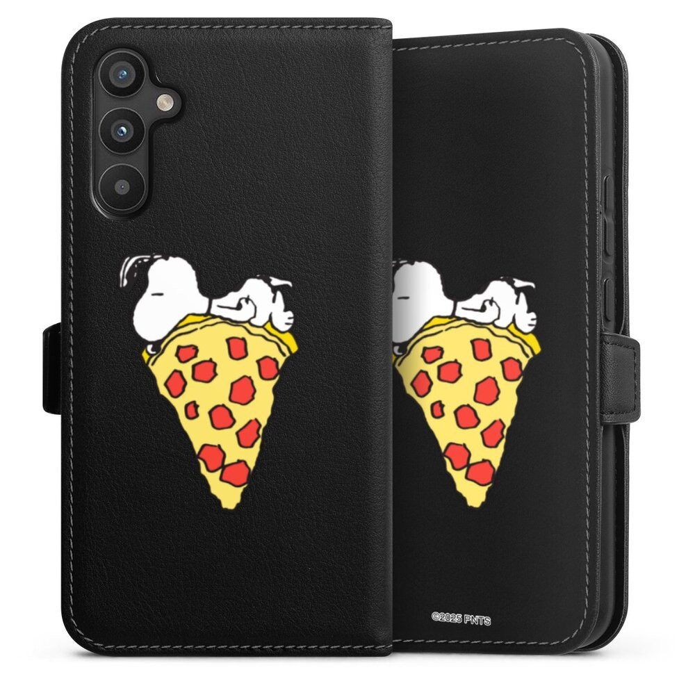 DeinDesign Handyhülle Peanuts Pizza Snoopy Snoopy Pizza Transparent, Samsung Galaxy A34 5G Hülle Handy Flip Case Wallet Cover