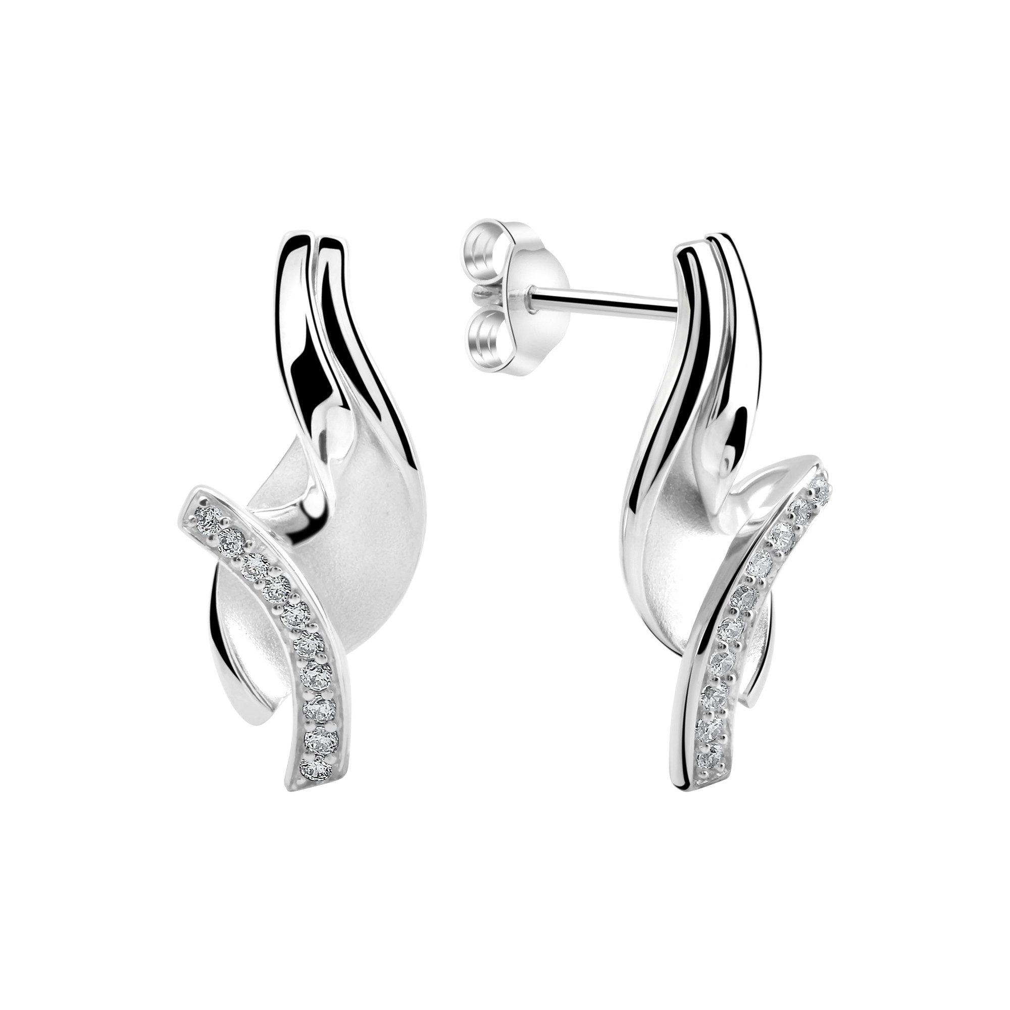 Zeeme Paar Ohrstecker 925/- Sterling Silber rhodiniert Zirkonia