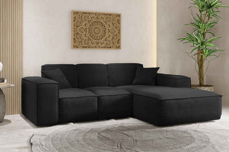 Kaiser Möbel Ottomane Ecksofa, Eckcouch L form, Wohnzimmer Couch SIENA stoff Poso, mit Relaxfunktion