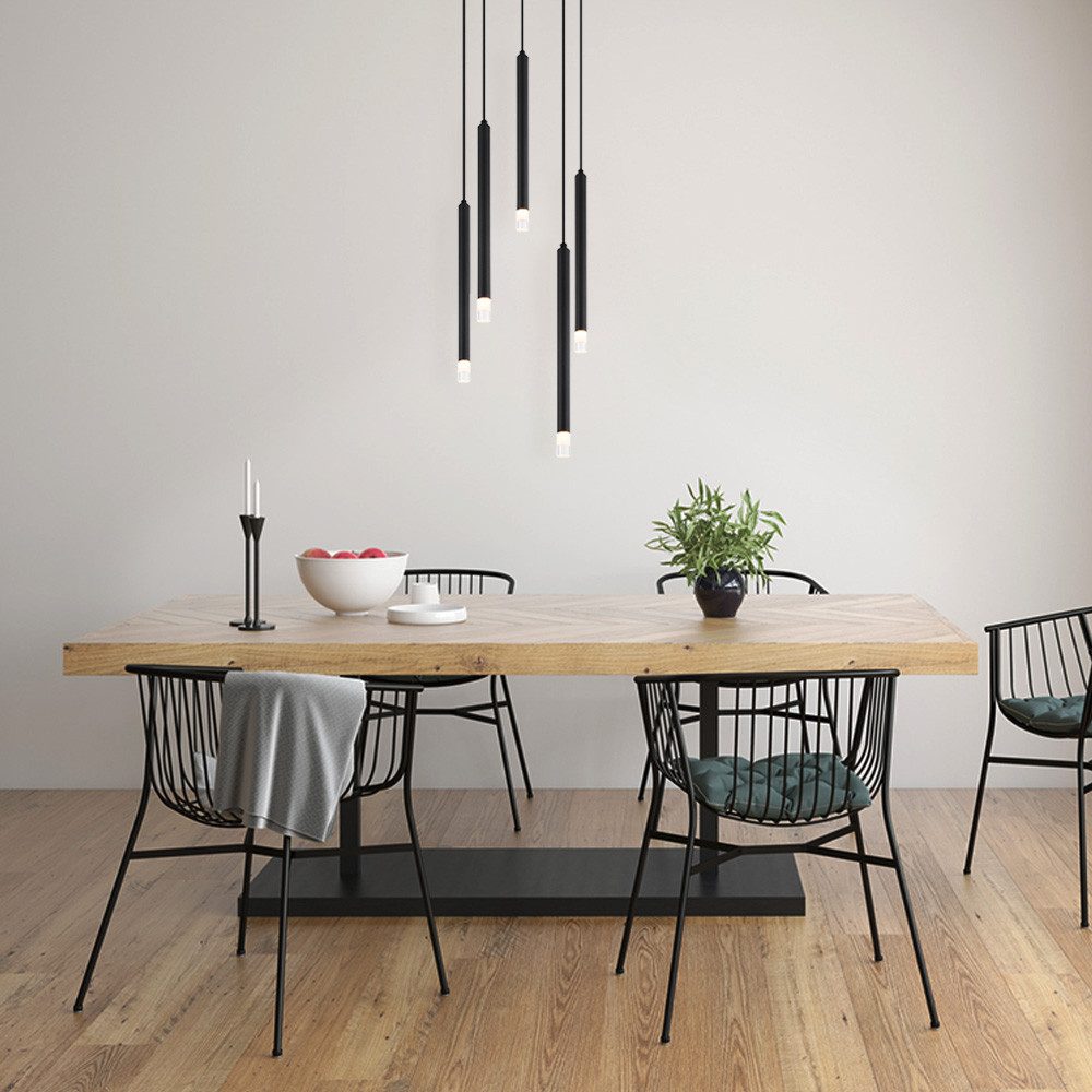 GLOBO LIGHTING Hängeleuchte, Leuchtmittel nicht inklusive, Pendellampe Hängelampe Esstischleuchte schwarz 5 flammig H 120 cm