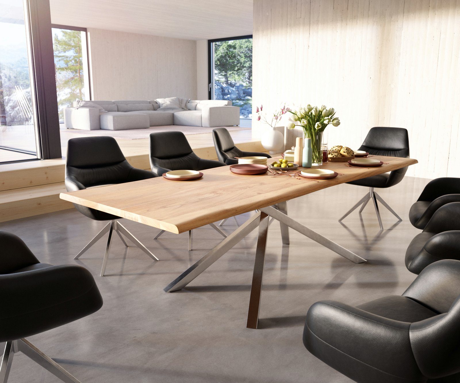 DELIFE Esstisch Edge, Akazie Natur 260x100 günstig online kaufen