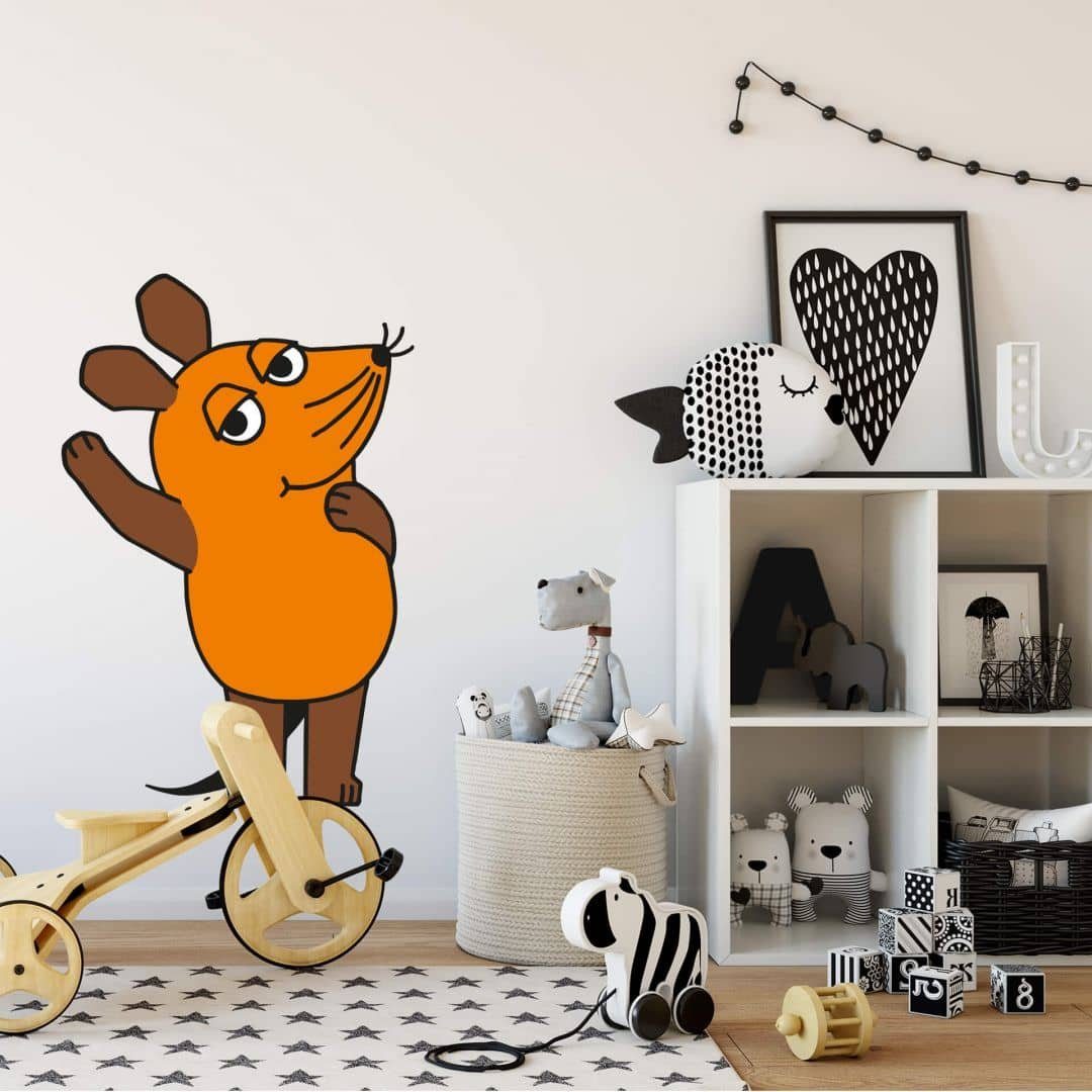 Die Sendung mit der Maus Wandtattoo Kinderzimmer Wandtattoo Die Maus winkt Aufkleber Junge Mädchen Kinder Deko, selbstklebend, entfernbar